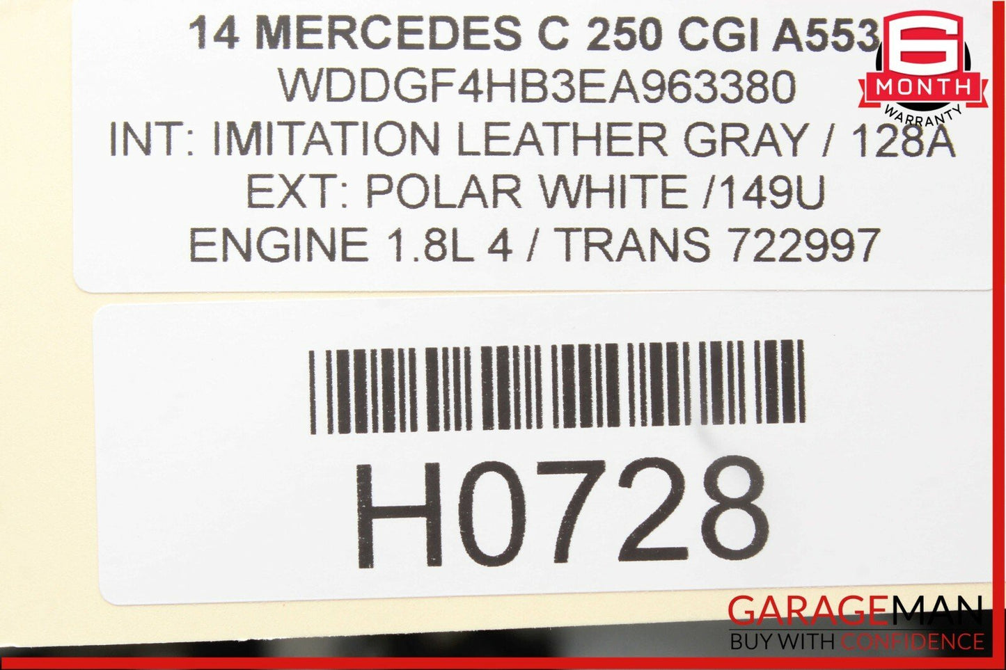 12-14 Mercedes W204 C250 C300 Right Side Keyless Go Exterior Door Handle White