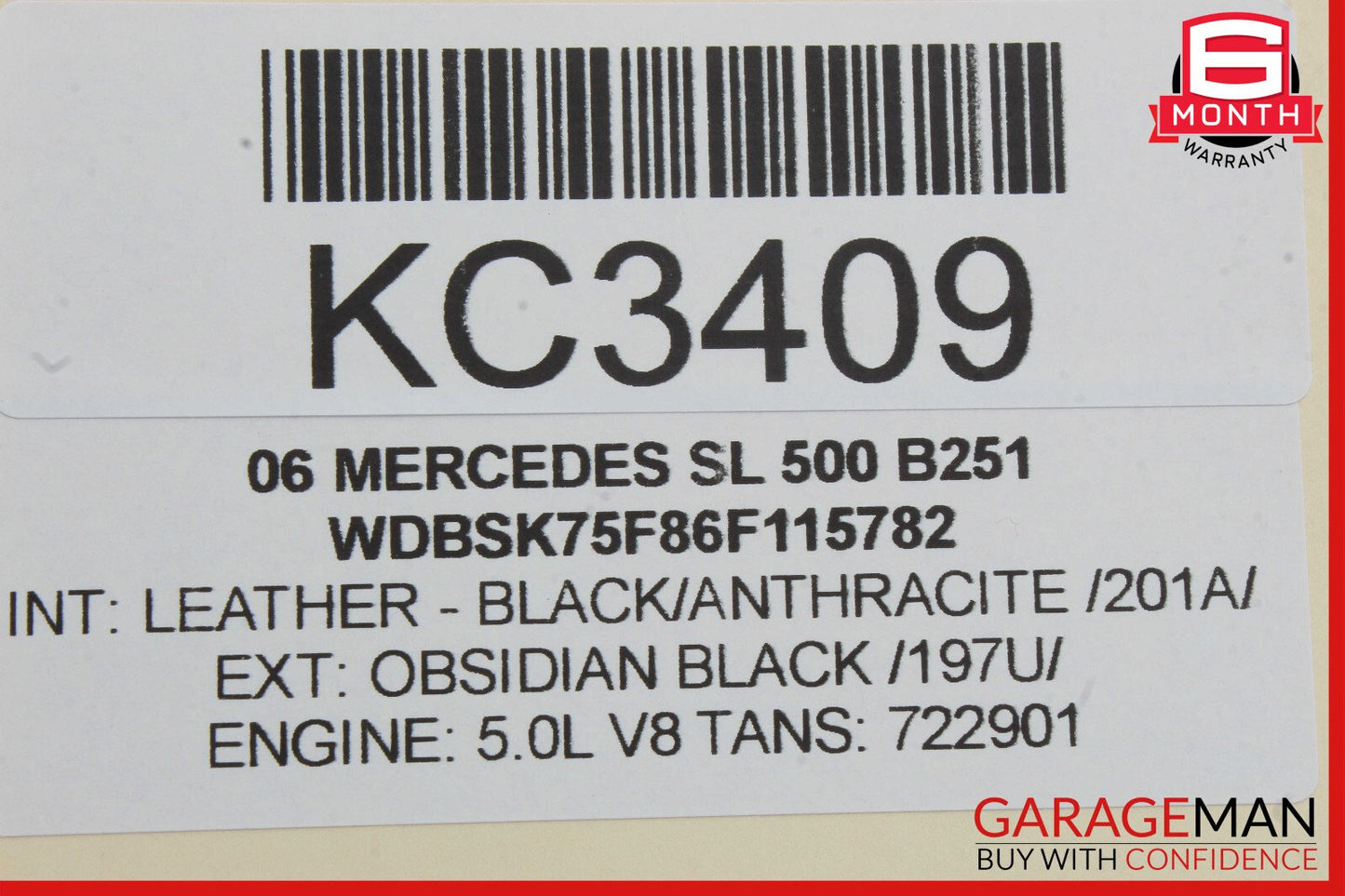 Mercedes R230 SL500 SL55 AMG Convertible Top Right Side Load Assist Cylinder OEM
