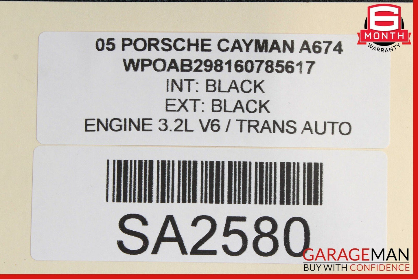 06-08 Porsche Cayman 987 Rear Trunk Glass Hatch Tail Gate Panel Assembly Black