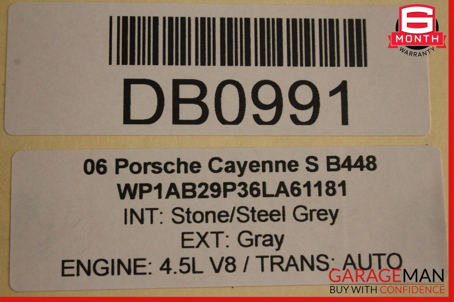 03-06 Porsche Cayenne 955 Front Right Passenger Side Exterior Door Shell Gray