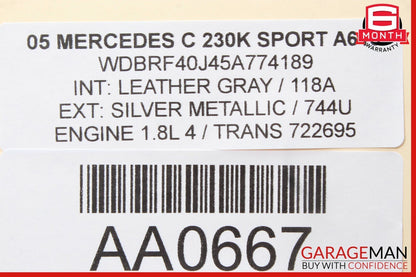 05-07 Mercedes W203 C230 C350 C320 Instrument Speedometer Cluster 2035400948 OEM