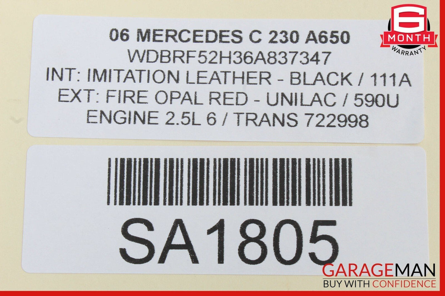 01-07 Mercedes W203 C230 Rear Center Interior Dome Light Lamp OEM