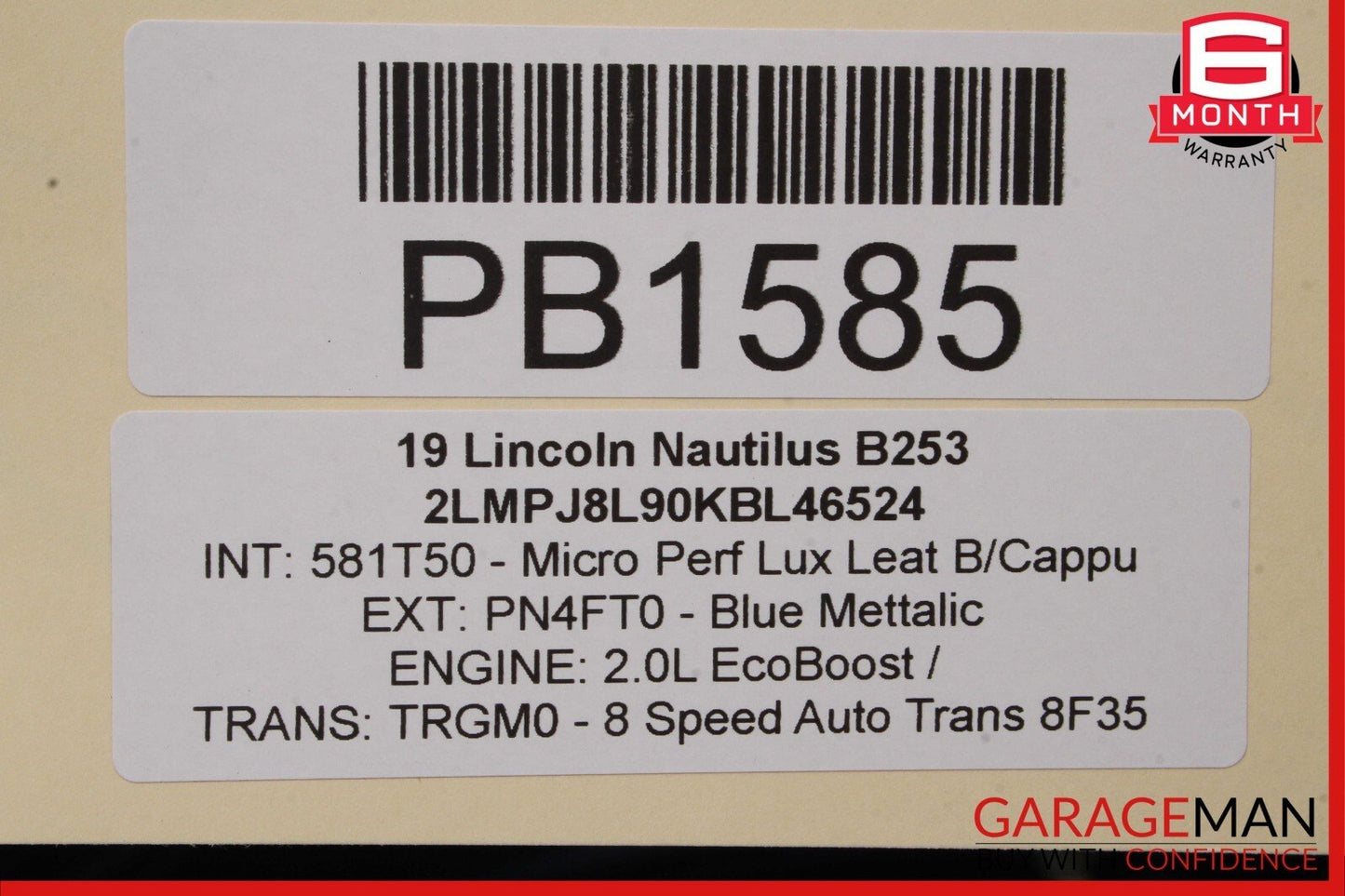 19-21 Lincoln Nautilus Rear Trunk Lid Tailgate Liftgate Shell Blue OEM