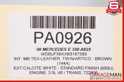 07-09 Mercedes W211 E350 Front Left / Right Side Top Upper Seat Cushion Beige