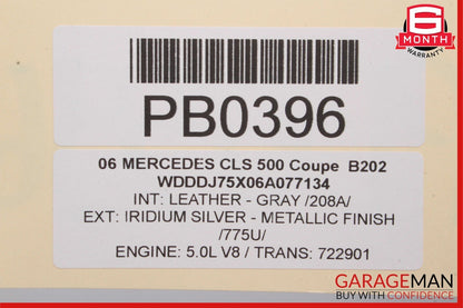 06-11 Mercedes W219 CLS500 Front Left or Right Side Top Upper Seat Cushion Grey