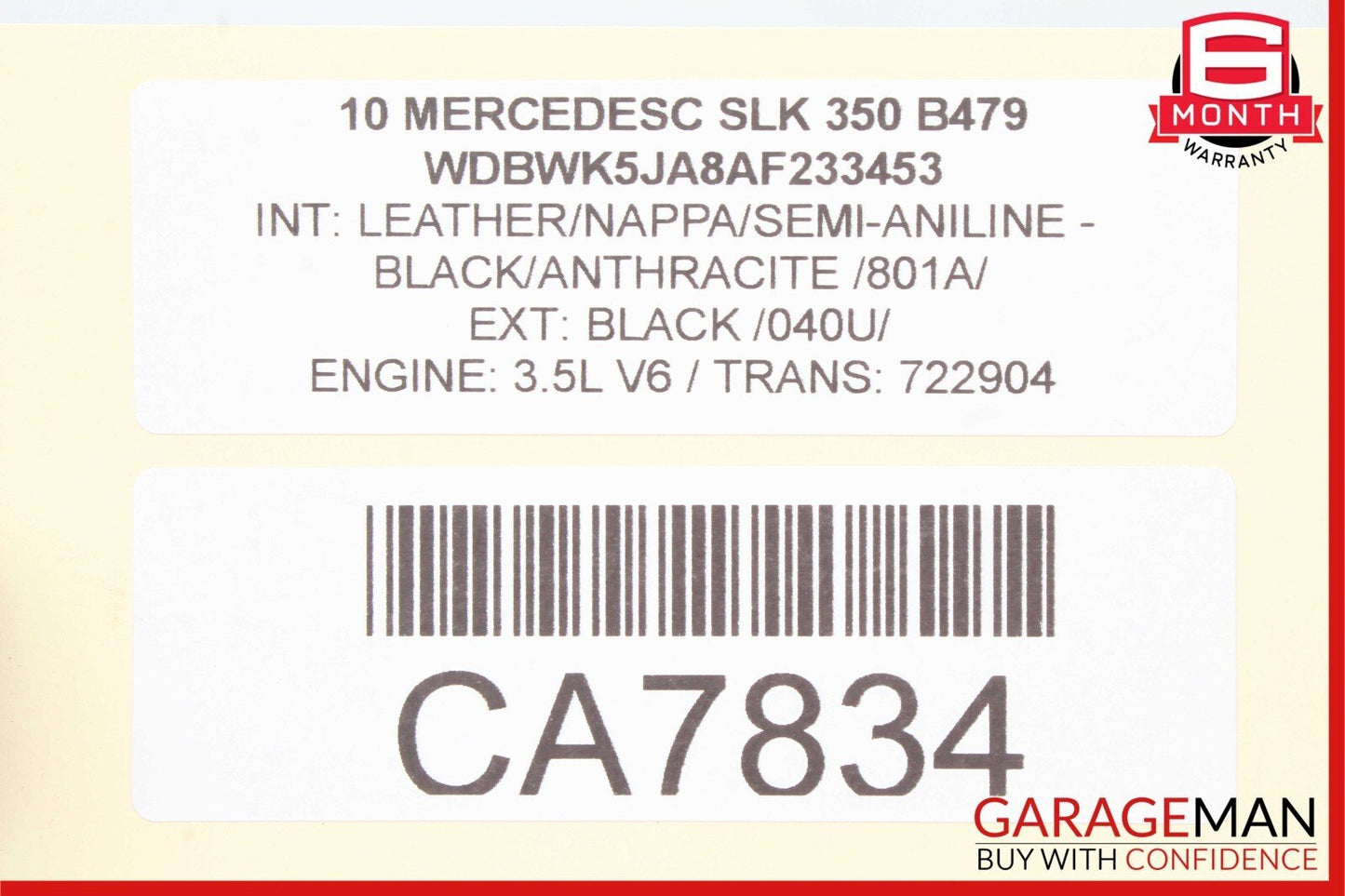 05-11 Mercedes R171 SLK280 SLK350 Rear Left Convertible Roof Trunk Lid Cylinder