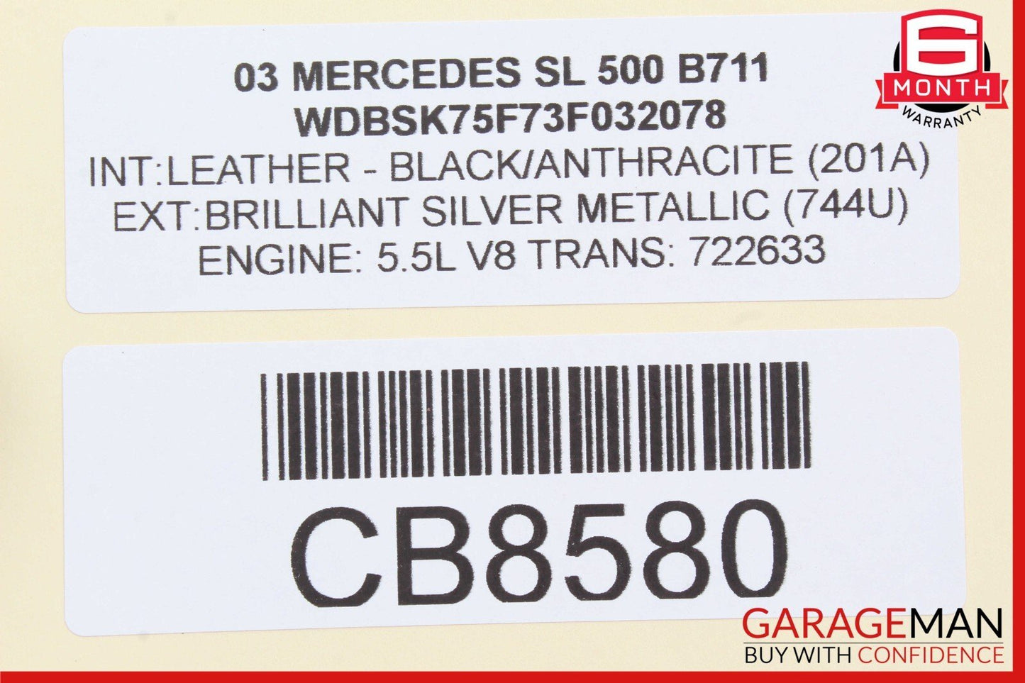 03-08 Mercedes R230 SL500 SL550 Front Right Side Mirror Door Rear View Silver