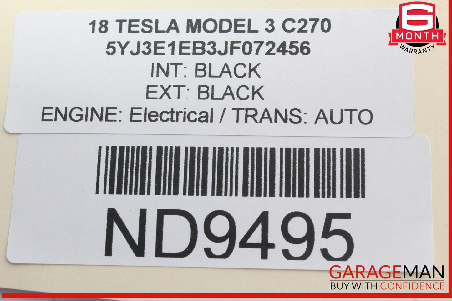 17-23 Tesla Model 3 Rear Left Driver Side Window Regulator Motor 403116C OEM
