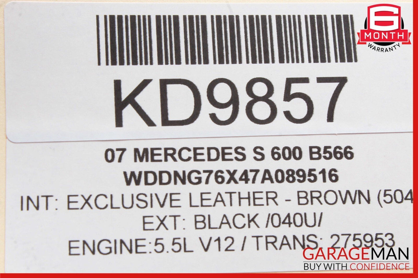 07-14 Mercedes W221 S600 Gear Shifter Selector Steering Column Assy Brown