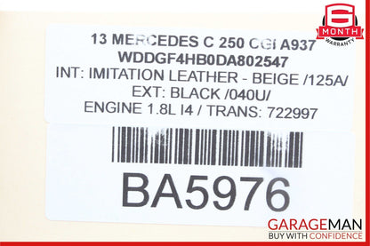 12-14 Mercedes W204 C250 Sedan Right Passenger Exterior Door Handle Assy Black