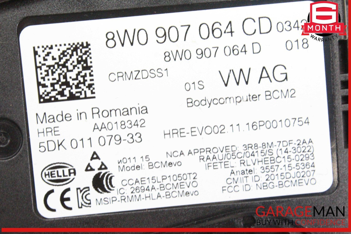 17-19 Audi Q7 Body Comfort Control Module Unit BCM 8W0907064CD OEM