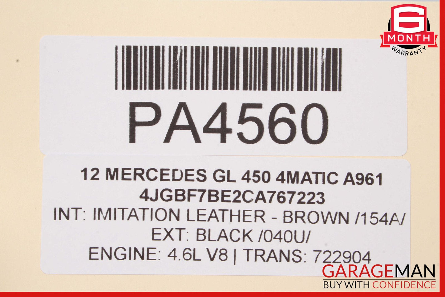 07-12 Mercedes X164 GL450 GL550 Front Right Top Upper Seat Cushion OEM