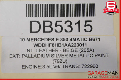 10-16 Mercedes W212 E550 E400 Front Right Top Upper Seat Cushion Black OEM