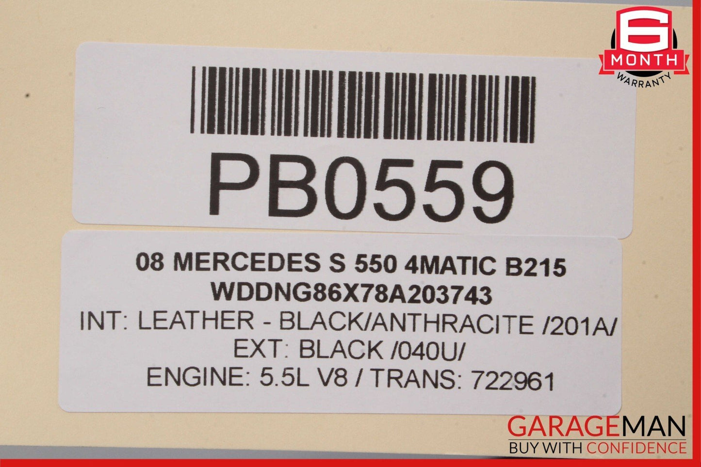 07-09 Mercedes W221 S550 Rear Right Complete Interior Door Panel Cover Black OEM