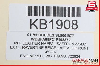 90-02 Mercedes R129 SL500 SL600 Front Left Side Headlight Head Light Wiper Motor