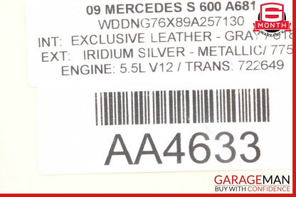 07-09 Mercedes W221 S550 S450 Front Left Side Interior Door Handle Black OEM