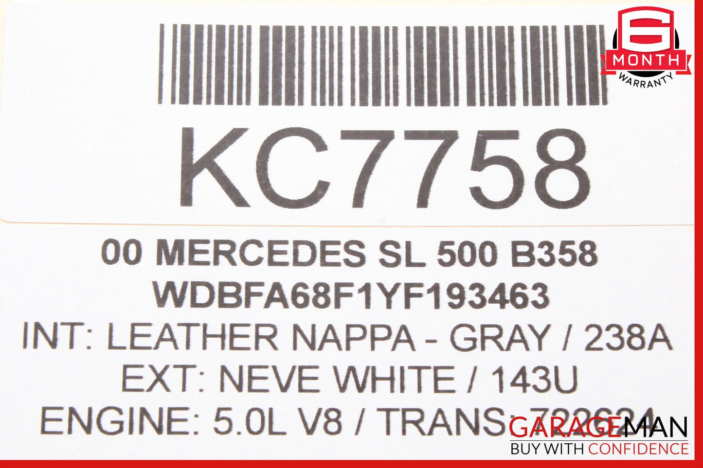99-02 Mercedes R129 SL500 SL600 Steering Ignition Switch Trunk Door Lock Set