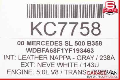 99-02 Mercedes R129 SL500 SL600 Steering Ignition Switch Trunk Door Lock Set