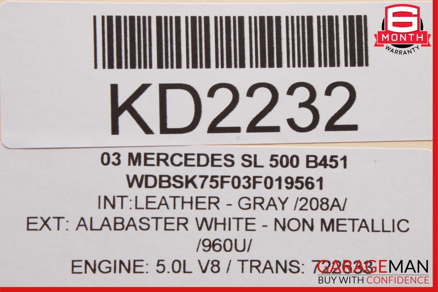 03-08 Mercedes R230 SL500 Rear Left Seat Belt Retractor Luggage w/ Speaker Gray