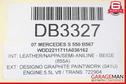 07-13 Mercedes W221 S450 S550 S63 AMG Center Middle Panoramic Roof Glass OEM