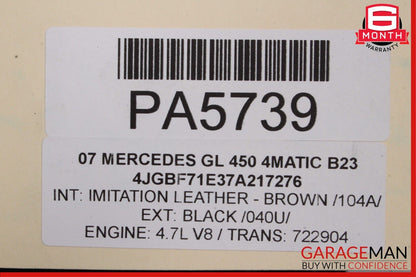 07-12 Mercedes X164 GL450 Front Hood Bonnet Panel Grille Vent Assembly Black OEM