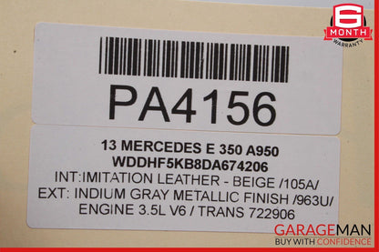10-16 Mercedes W212 E350 E400 E550 Sedan Rear Trunk Lid Deck Shell Panel Gray OE