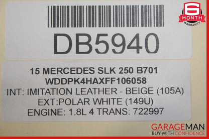 12-16 Mercedes R172 SLK250 Front Right Interior Door Trim Panel Cover Assy Beige