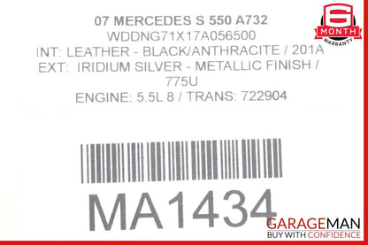 07-09 Mercedes W221 S550 Interior Top Upper Rear View Inside Dim Mirror Brown
