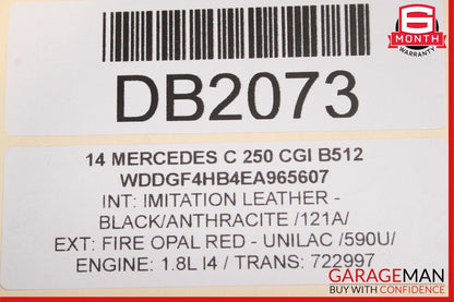 08-14 Mercedes W204 C250 Sedan Rear Right Side Interior Door Panel Black OEM