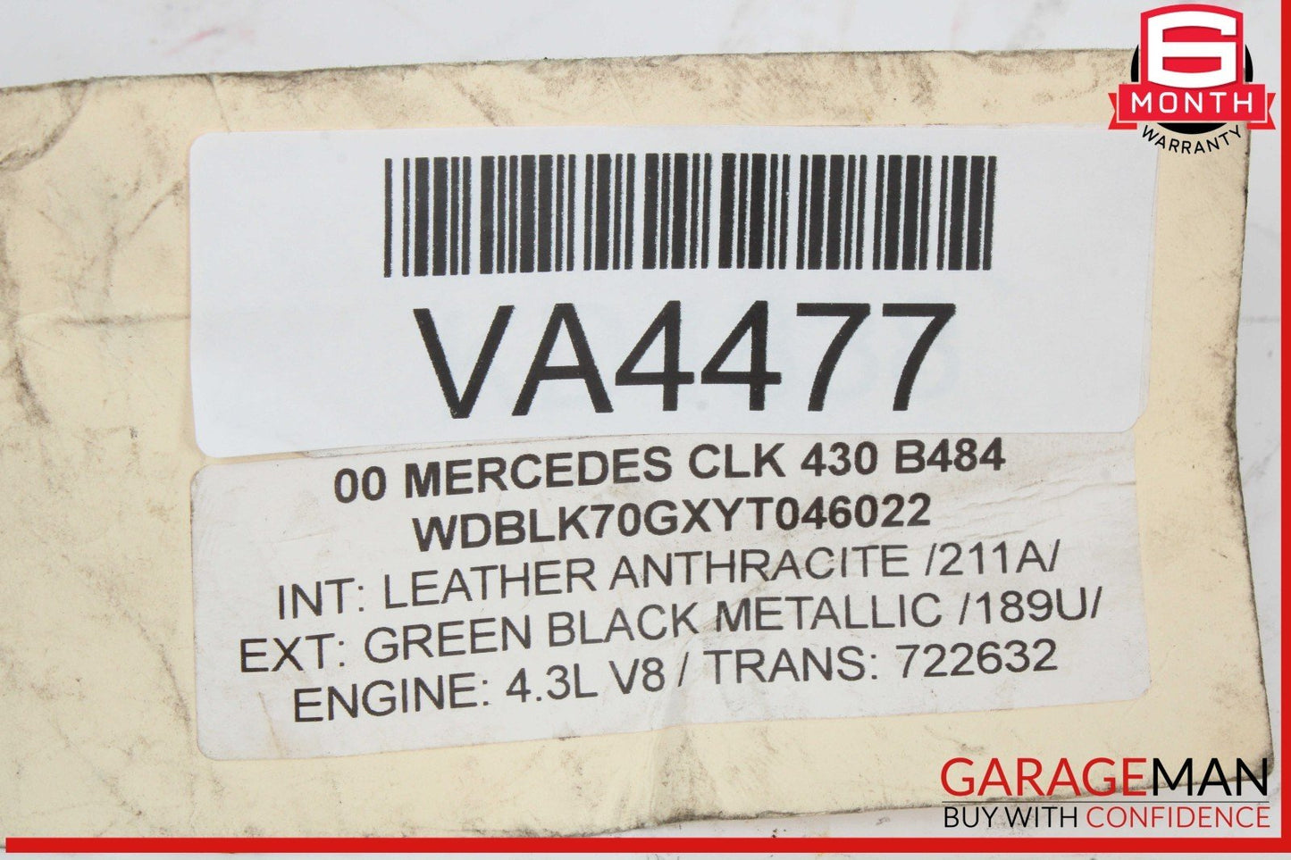 98-03 Mercedes W208 CLK430 CLK320 Right or Left Side Lock Latch Cylinder OEM