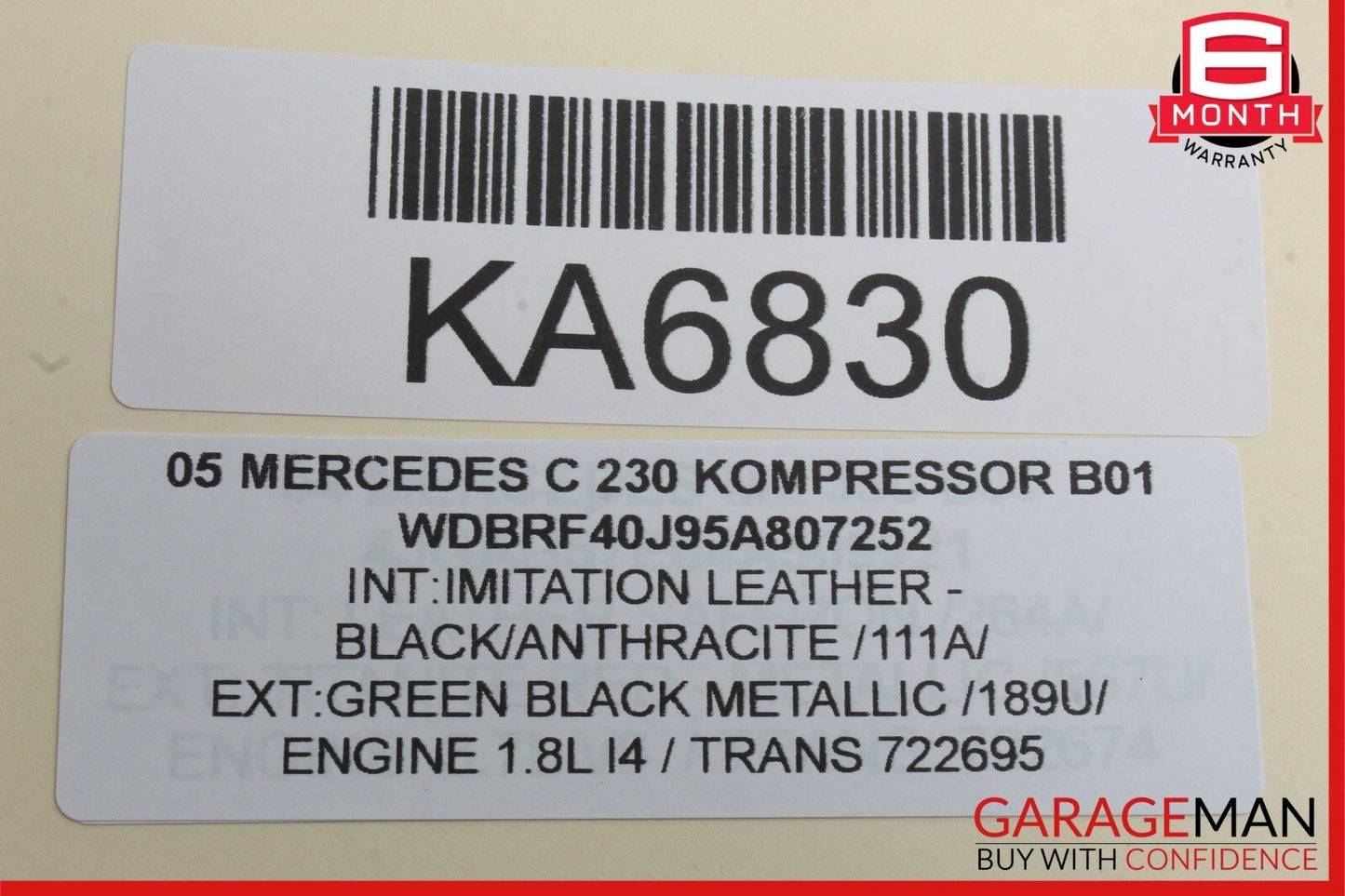 01-07 Mercedes W203 C230 C32 AMG Front Right Side Sunvisor Sun Visor Grey OEM
