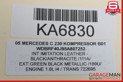01-07 Mercedes W203 C230 C32 AMG Front Right Side Sunvisor Sun Visor Grey OEM