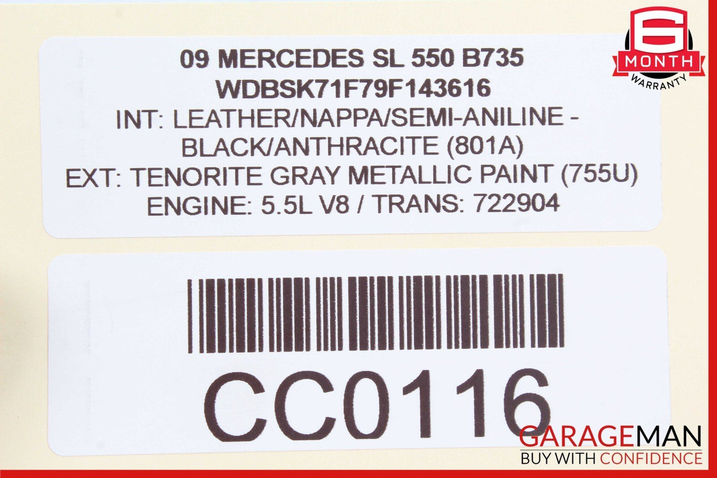 03-12 Mercedes R230 SL500 SL550 SL55 AMG Trunk Lid Lock Latch Handle w/o Key