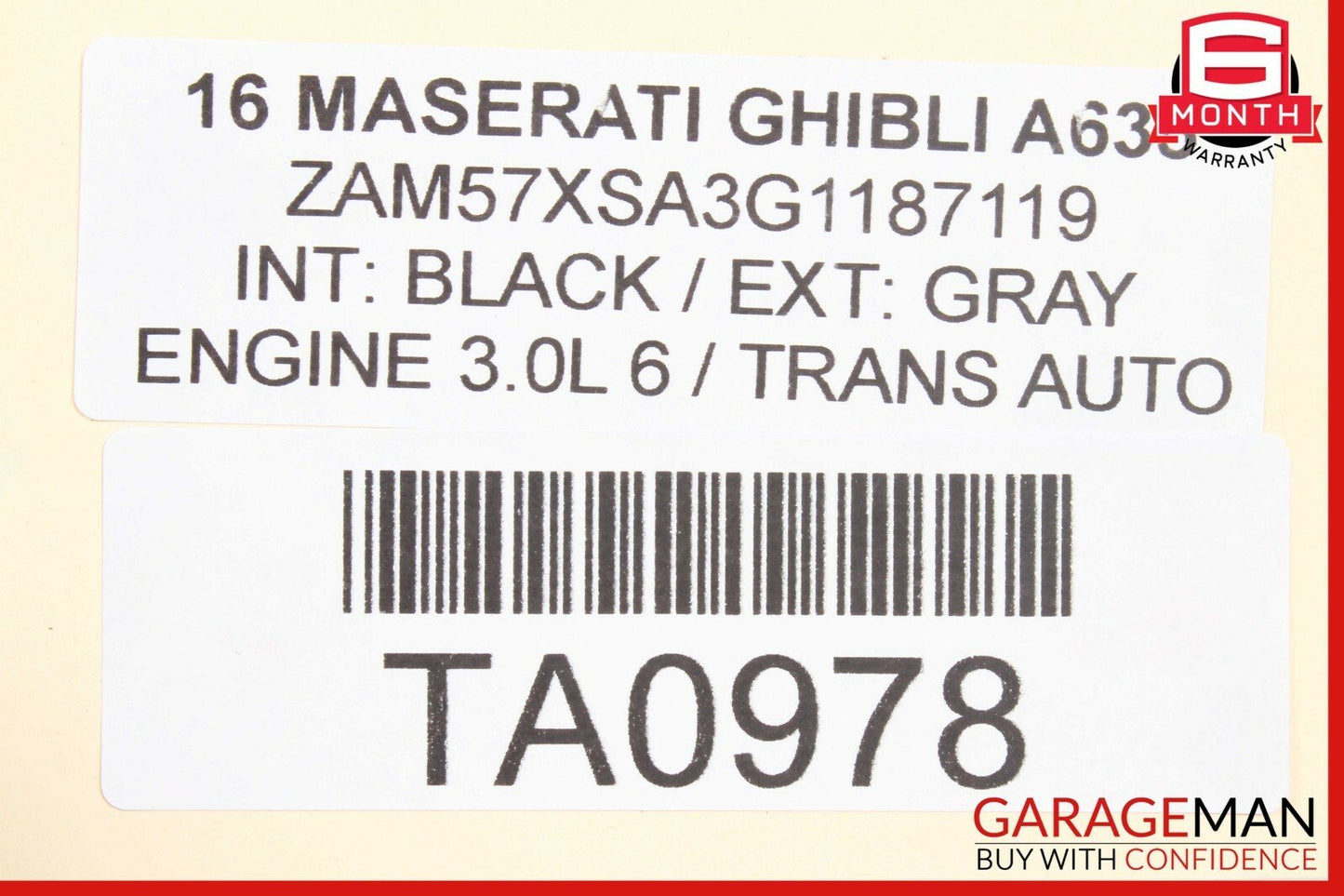 14-17 Maserati Ghibli Rear Left Side Complete Interior Door Panel Cover Black