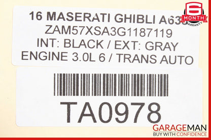 14-17 Maserati Ghibli Rear Left Side Complete Interior Door Panel Cover Black