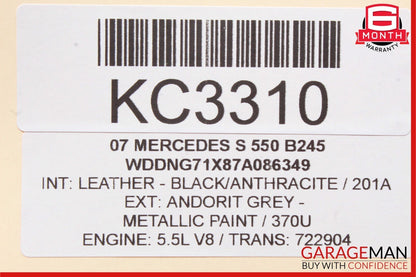 07-09 Mercedes W221 S450 S550 Rear Overhead Vanity Mirror Gray 2218101817 OEM