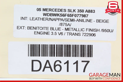 05-08 Mercedes R171 SLK280 SLK350 Front Right Side Seatbelt Seat Belt Retractor