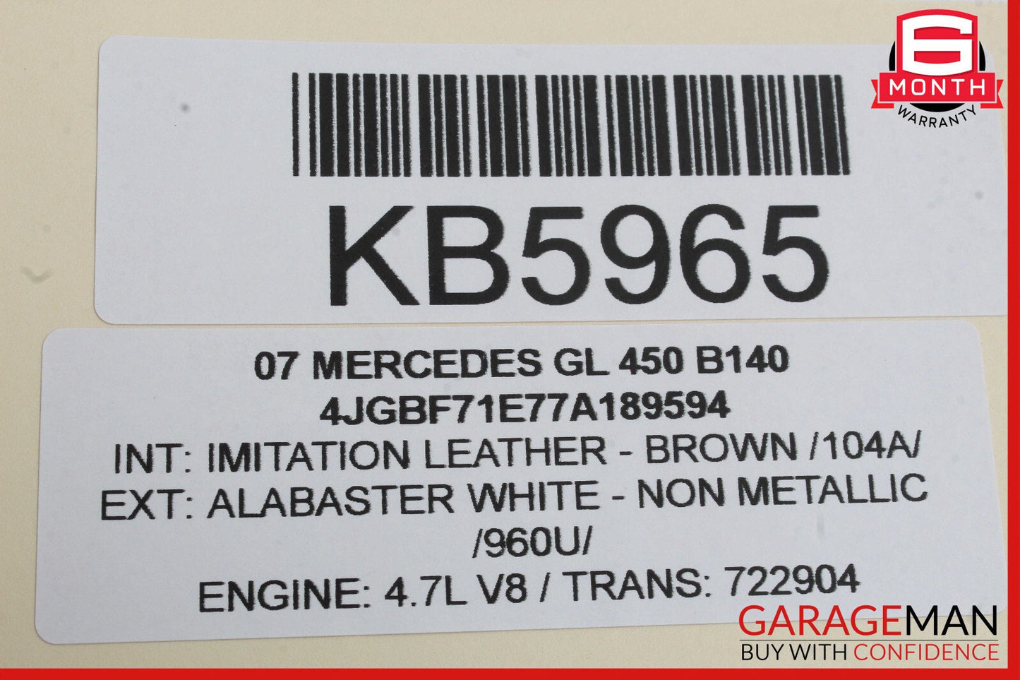 07-08 Mercedes X164 GL450 Front Right Side Mirror Door Rear View White OEM