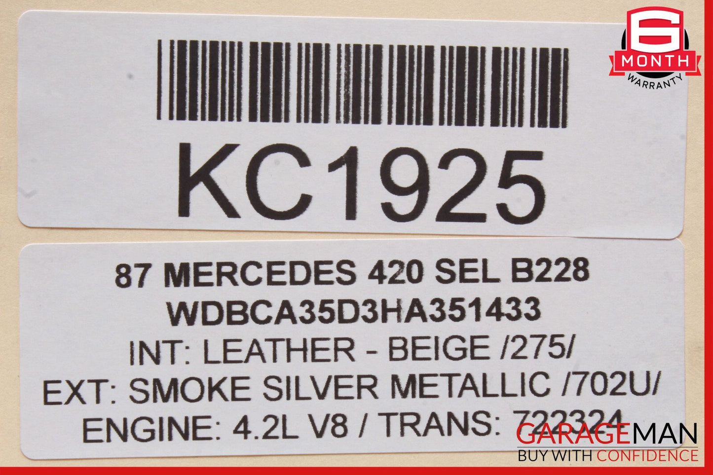 81-91 Mercedes W126 420SEL Dash AC A/C Upper Air Vent Grill Left Side OEM