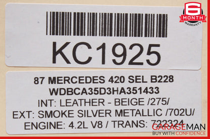 81-91 Mercedes W126 420SEL Dash AC A/C Upper Air Vent Grill Left Side OEM