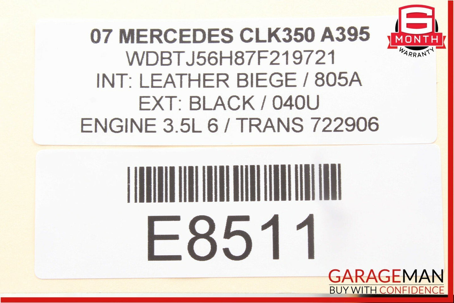 01-09 Mercedes W203 C230 C320 CLK350 Interior Top Upper Rear View Mirror Beige