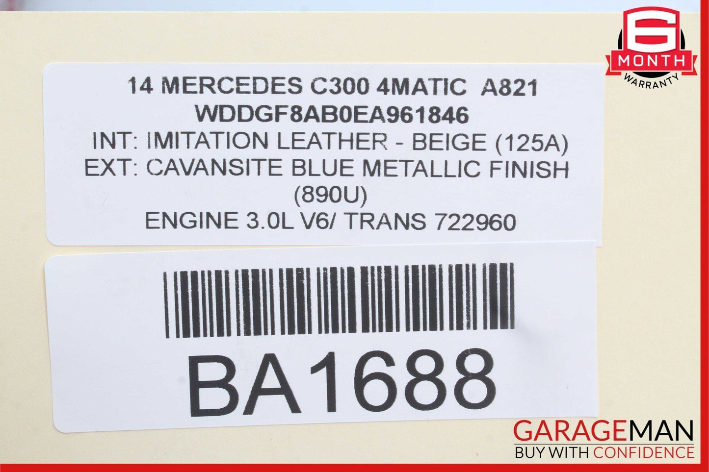 08-14 Mercedes W204 C250 C300 Rear Right Side Door Window Regulator Motor Unit