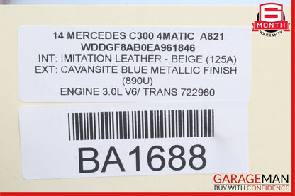 08-14 Mercedes W204 C250 C300 Rear Right Side Door Window Regulator Motor Unit