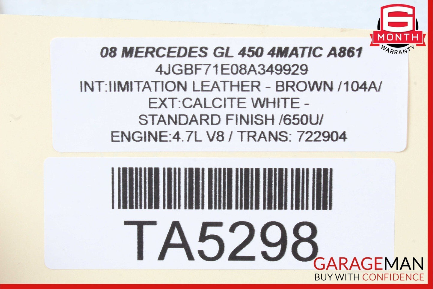 07-12 Mercedes X164 GL450 Rear Right Complete Interior Door Panel Brown OEM