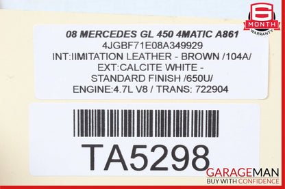 07-12 Mercedes X164 GL450 Rear Right Complete Interior Door Panel Brown OEM