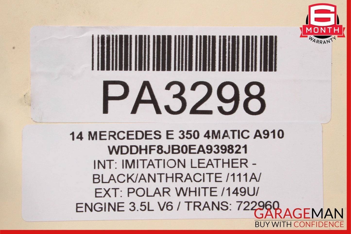 10-16 Mercedes W212 E350 E300 E400 Front Right Side Top Upper Seat Cushion Black