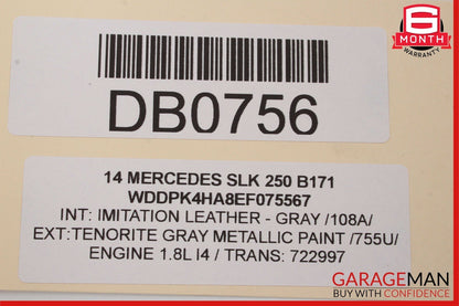 12-16 Mercedes R172 SLK250 Front Left SIde Lower Bottom Seat Cushion Cover OEM
