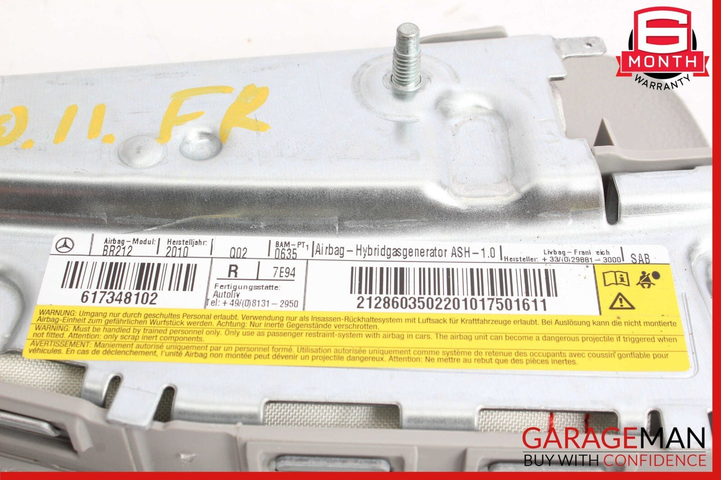 10-18 Mercedes W212 E250 CLS350 Front Right Side Seat Side Airbag Air Bag Grey