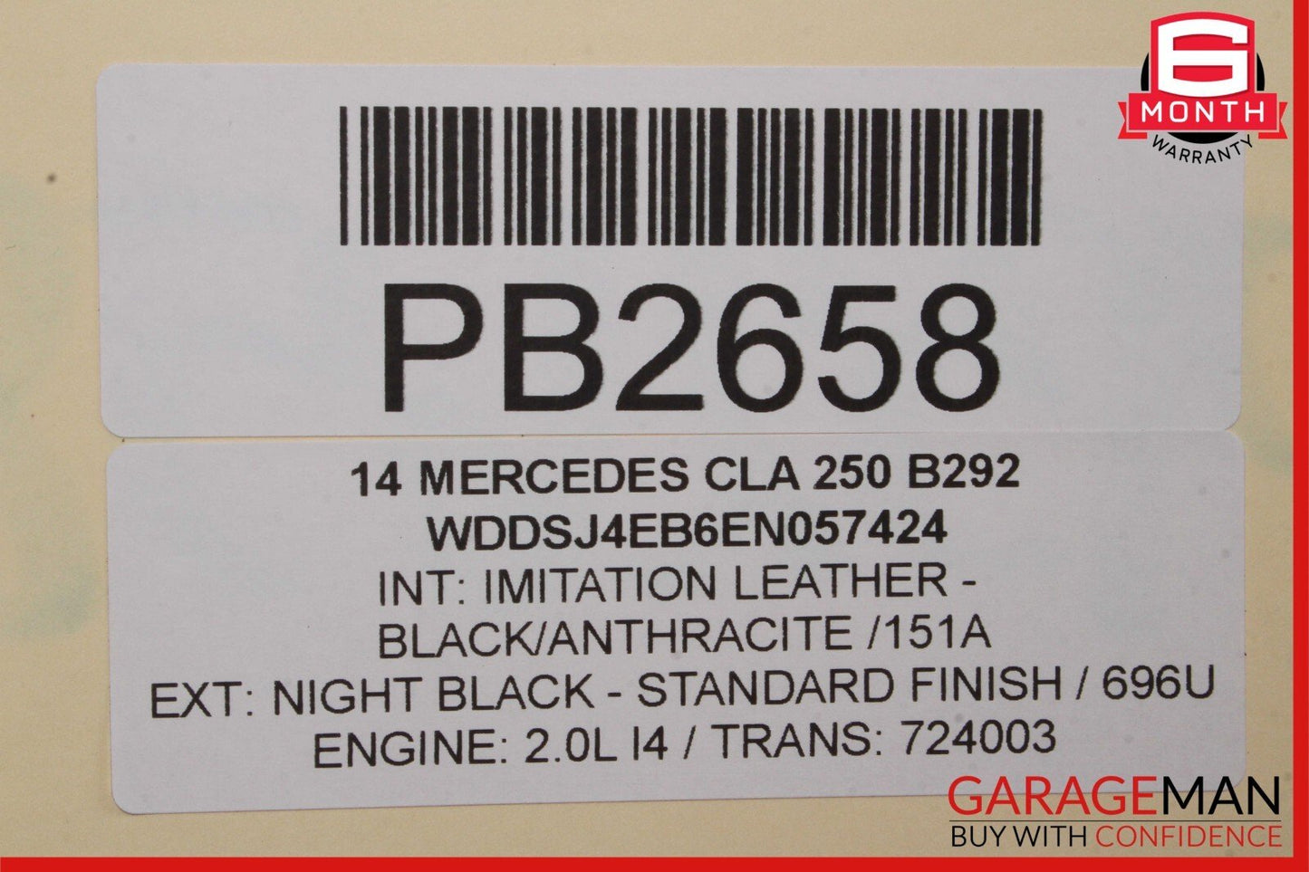 14-18 Mercedes W117 CLA250 Front Left Side Top Upper Seat Cushion Cover Black