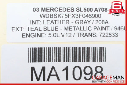 03-12 Mercedes R230 SL500 SL550 SL600 Front Left Side Door Control Module OEM